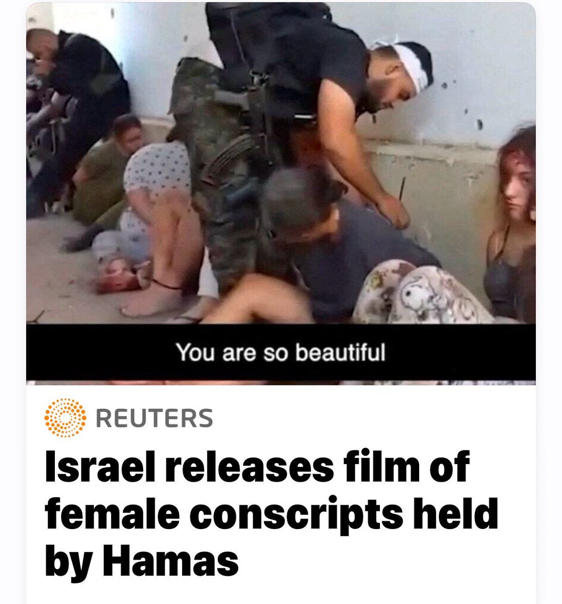 This is Hamas: cowards and rapists, abusing and terrorizing Israeli female soldiers. The UN can’t condemn Hamas and the ICC equates this depravity to Israel’s war.