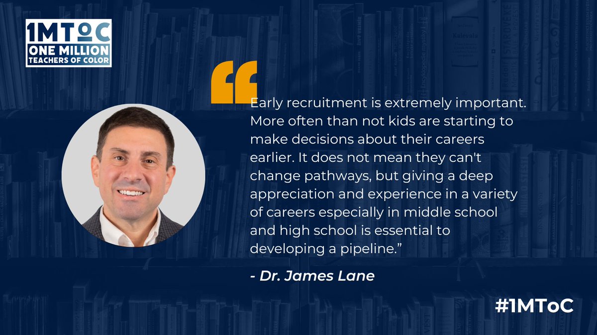 🧵 @DrJamesLane of @EducatorsRising speaks about the importance of earlier recruiting and why it should be an essential step for recruitment plans. #1MToC