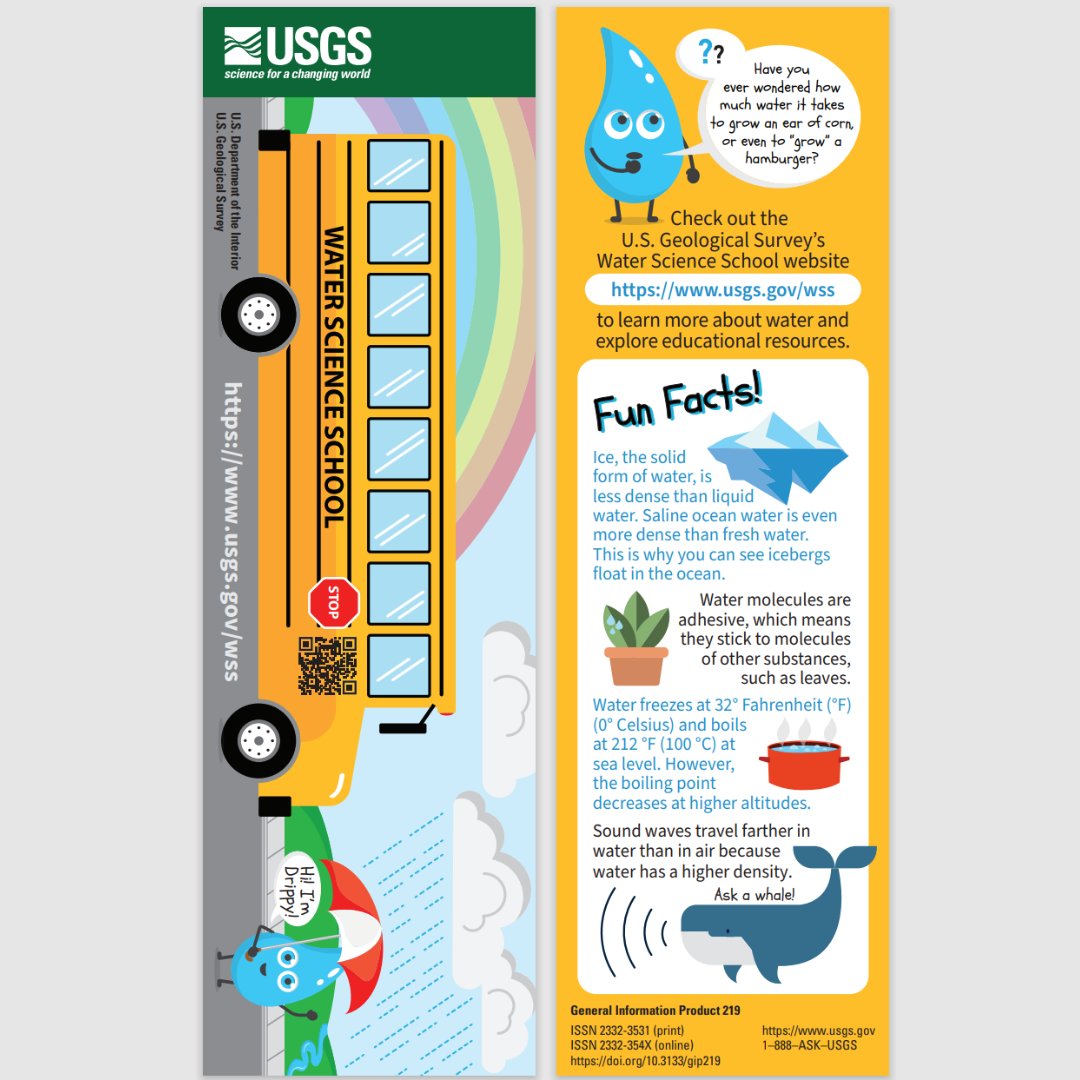 Order the new #WaterScienceSchool bookmark for free! Just pay the cost of shipping: store.usgs.gov/product/534253