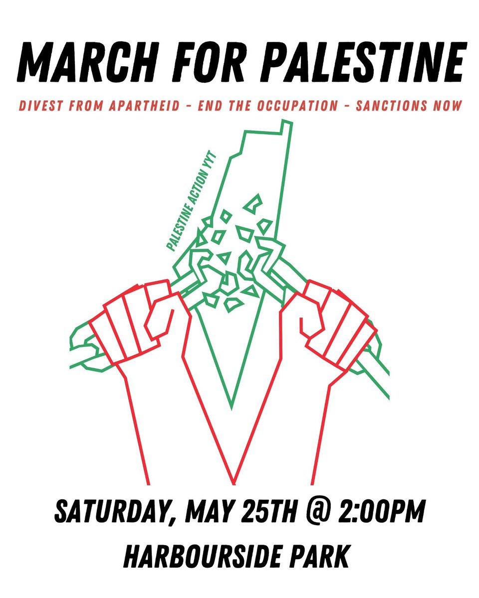 March for Palestine - St. John’s

Saturday, May 25th @ 2 PM
Harbourside Park

MUN students for Palestine will be talking about their encampment and how the community can support them in their fight to get Memorial University to divest.

Email list:
palestineactionyyt.beehiiv.com