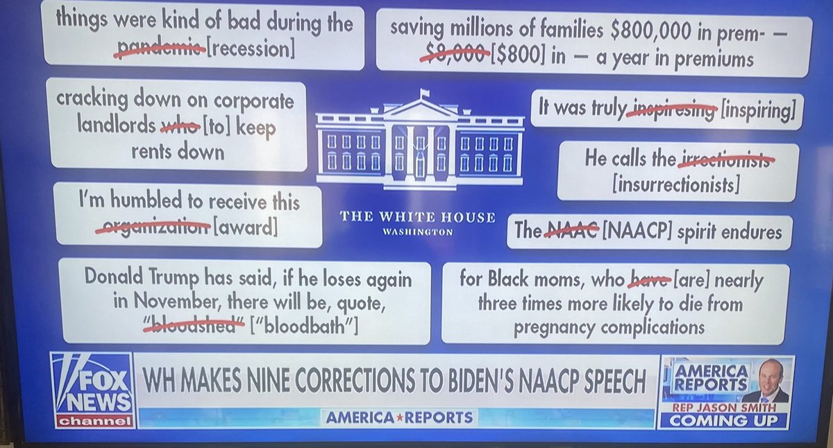 These are 9 corrections from a few days ago when Cognitive Joe Biden gave a small speech. 9 corrections in one small campaign stop. This guy has the Nuclear Codes. Pray to God he doesn’t think it’s a telephone and he starts punching numbers for his ice cream order #JoeMustGo