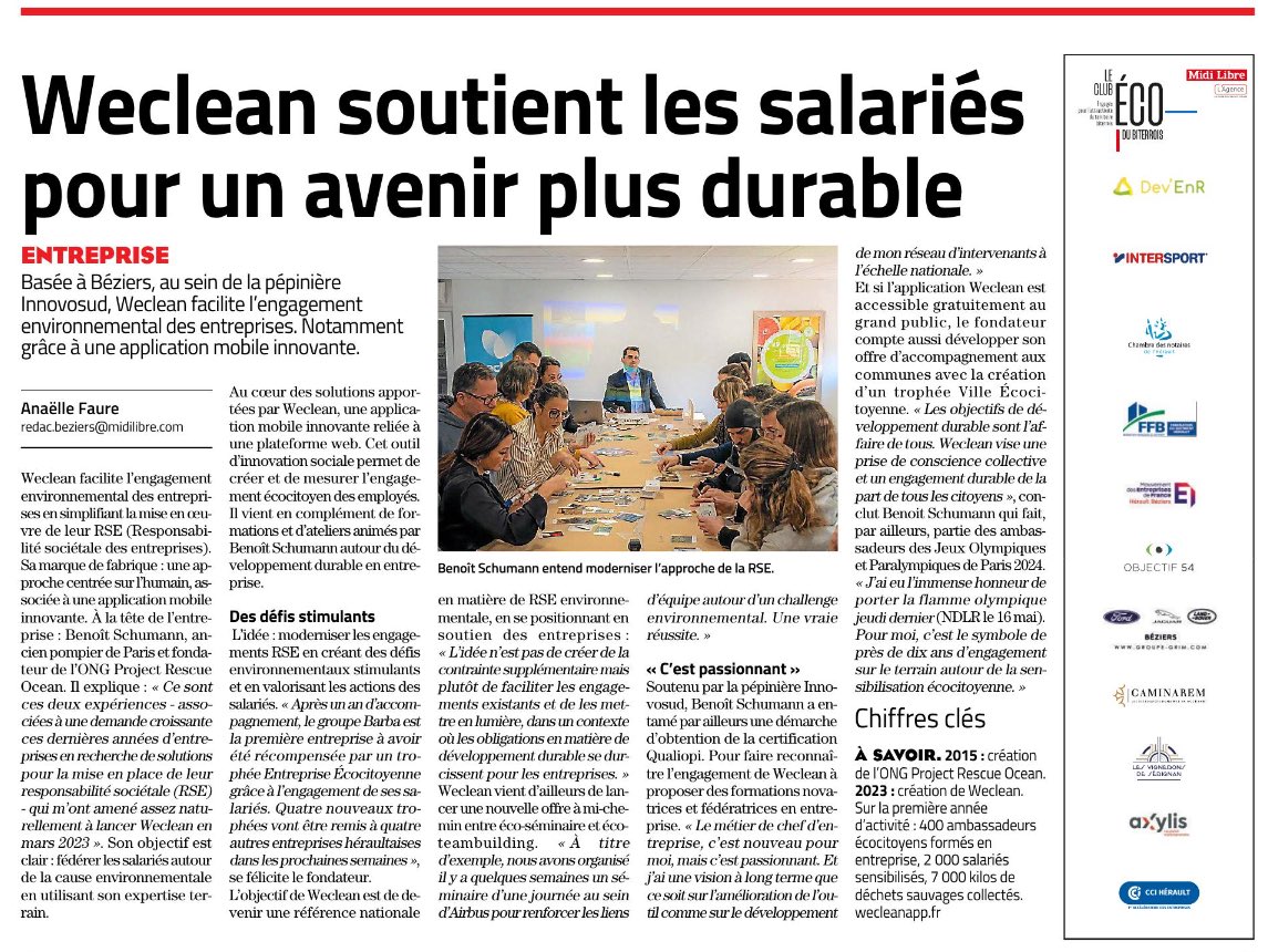 Merci <a href="/Midilibre/">Midi Libre</a> pour cet article 
Aujourd’hui je replace l’humain au centre des engagements RSE d’une entreprise 🌍 Nous accompagnons, formons et challengeons #sdgs #odd #citoyen #civisme <a href="/Occitanie/">Région Occitanie</a> <a href="/Innovosud/">Innovosud</a> <a href="/medef/">Mouvement des Entreprises de France</a>