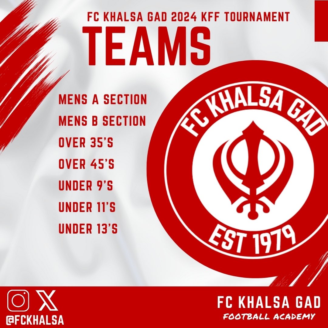 Here’s a look at what teams we have participating in this season’s KFF Summer tournaments. Good luck to everyone representing our club, do us proud ❤️💪🏽