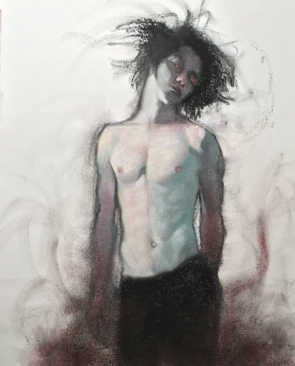 Lucifer
Charcoal and soft pastel on paper

#charcoal #art #drawing #figure #figurativeart #portrait #pastel #softpastel