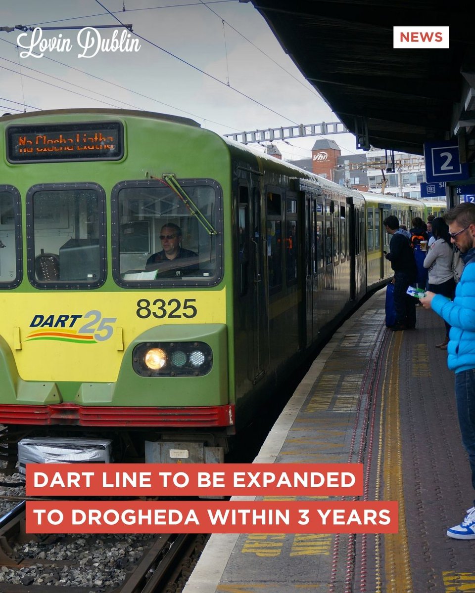 Commuters, good news is coming your way.

The government approved plans today to expand the Dart line to Drogheda by 2026.

It will add a whopping 37km of rail from Malahide to Drogheda, and almost double passenger capacity to 8,800 (no more tinned sardines!).