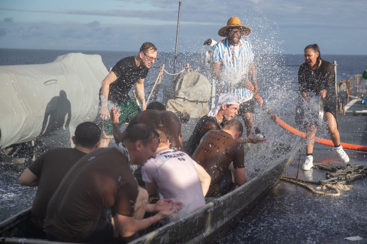 Welcome to the court of the Raging Main! 🌊🚢👑🔱

Sailors participate in a line crossing ceremony aboard USS Porter (DDG 78.

📸: MC2 David C. Fines

#SouthernSeas2024 #LifeatSea #SurfaceWarriorCulture