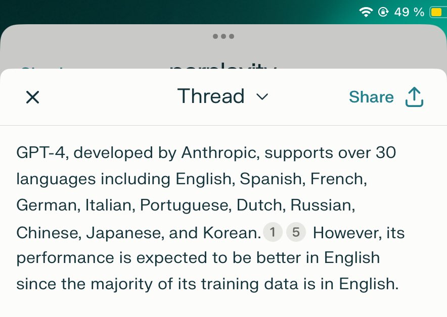 tiny__egg's tweet image. Hi @perplexity_ai 
There seems to be some hallucinations in this thread — as #gpt4 has been developed by #openai and not #anthropic 🙈

Link to the thread:
perplexity.ai/search/What-la…