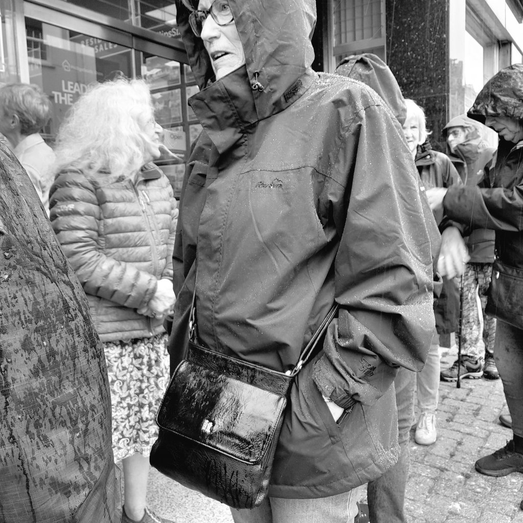 Sue_T2O's tweet image. It's unusual as Wednesday at 1400 hours is usually dry, but today we abandoned #WednesdayWanderers 10 minutes in, due to torrential rain. 
Huddling in a shop doorway #ShouldIStay or #ShouldIGo?
