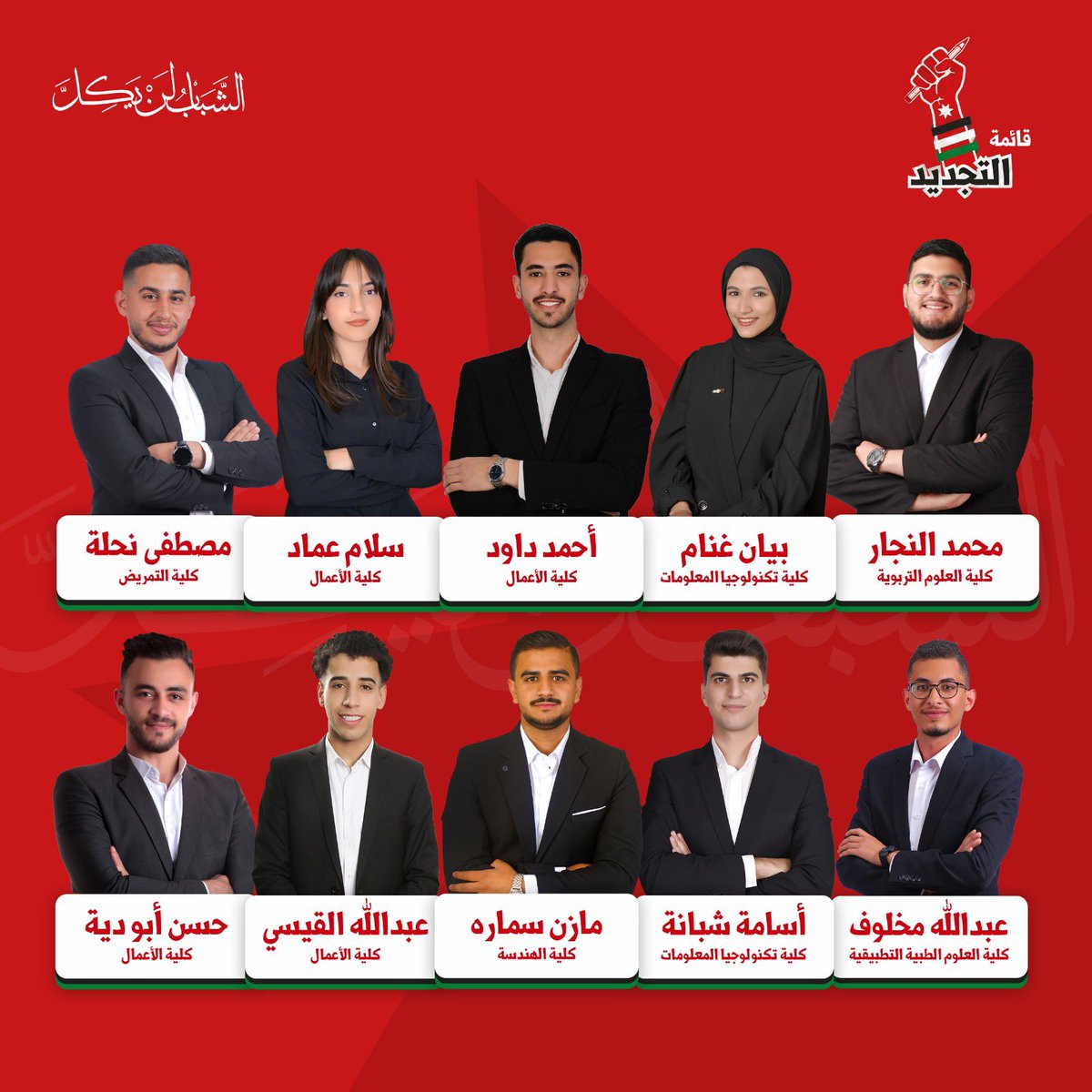 tajdeed_hu's tweet photo. تتشرف #قائمة_التجديد في الجامعة الهاشمية بأن تقدم لكم مرشحيها على مستوى القائمة العامة، محملين ببرنامج يراعي الجوانب الوطنية والخدمية والاكاديمية والحقوقية لنشكل فريقًا لخدمة الطلبة والجامعة في مختلف كلياتها ترافقنا خبرة في العمل الطلابي تناقلتها الاجيال عبر ٢٥ سنة +
#مع_التجديد https://t.co/JIi5gzOJRQ