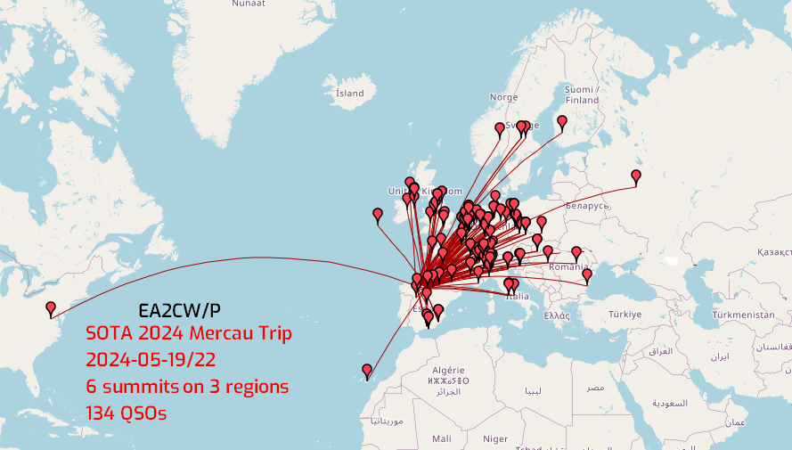 2024 @MercauAstuRadio #SOTA Trip: 4 days, 6 summits on 3 EA1 regions & 134 QSOs
Thanks to all chasers for being there!
#CW4ever #hamr #hamradio #irratizaleak