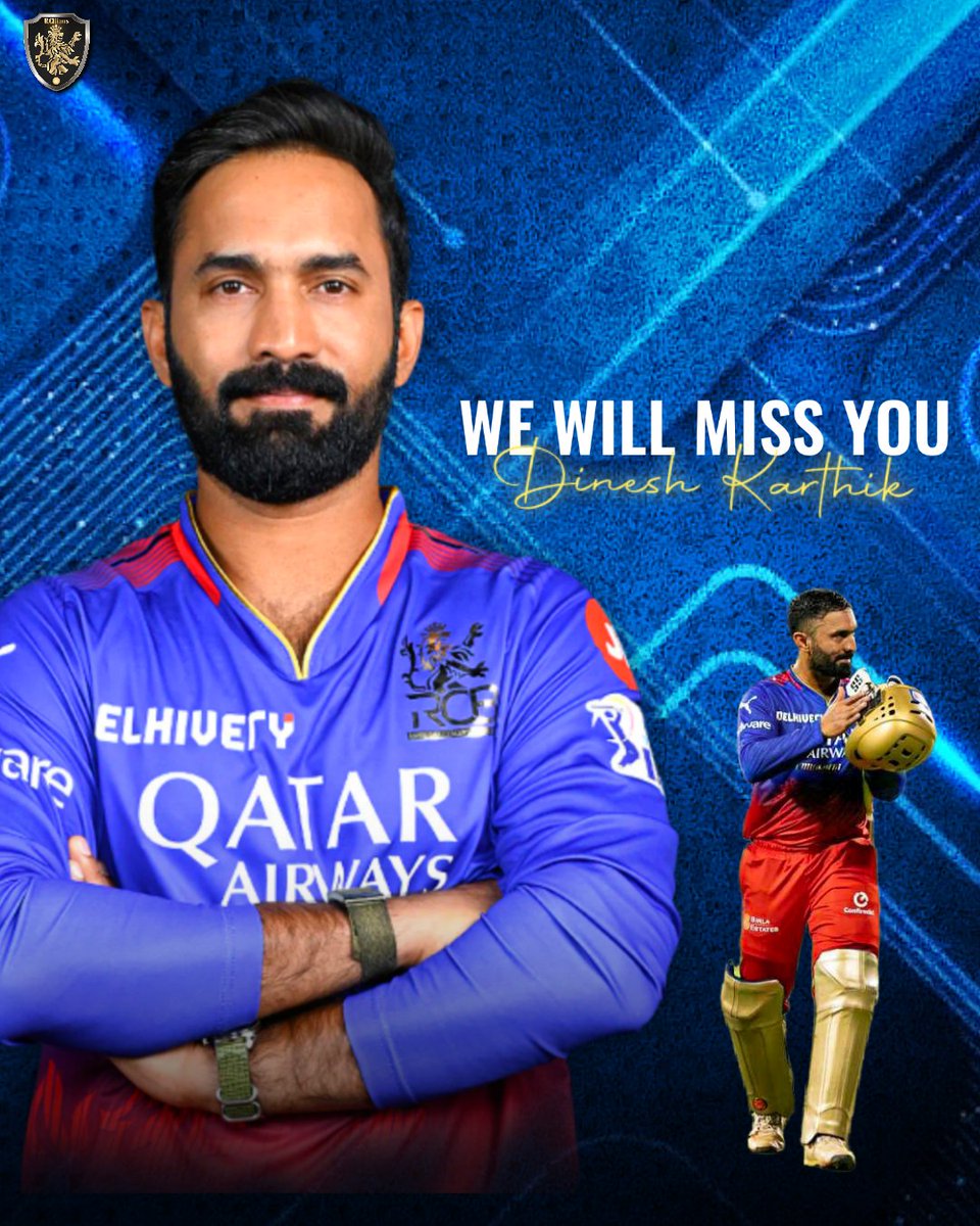 RcbianOfficial's tweet photo. We will miss you @DineshKarthik 

#RCBvsRR #RRvsRCB
#IPL2024 #Crickettwitter https://t.co/0WEls5BWp4