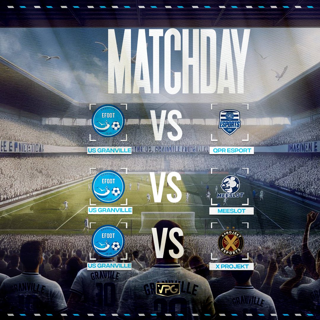 US Granville eSport (@usg_esport) on Twitter photo ποΈ | Programme
π | <a href="/SwissVPG/">VPG Switzerland π¨π</a> π¨π
π | Binks FC
π | @ASAesport_
π | <a href="/UtkEsport/">STRUCTURE ΓTK ESPORT</a>
π | <a href="/VPGEurope/">Virtual Pro Gaming | Europe</a> πͺπΊ
π | <a href="/QPReSports/">QPR eSports</a>
π | <a href="/MeeslotProClubs/">Meeslot</a>
π | <a href="/xProjektEs/">xProjekt</a>
On espΓ¨re les mΓͺmes rΓ©sultats que mardi !
#AllezGranville π΅βͺοΈ ποΈ | Programme
π | <a href="/SwissVPG/">VPG Switzerland π¨π</a> π¨π
π | Binks FC
π | @ASAesport_
π | <a href="/UtkEsport/">STRUCTURE ΓTK ESPORT</a>
π | <a href="/VPGEurope/">Virtual Pro Gaming | Europe</a> πͺπΊ
π | <a href="/QPReSports/">QPR eSports</a>
π | <a href="/MeeslotProClubs/">Meeslot</a>
π | <a href="/xProjektEs/">xProjekt</a>
On espΓ¨re les mΓͺmes rΓ©sultats que mardi !
#AllezGranville π΅βͺοΈ