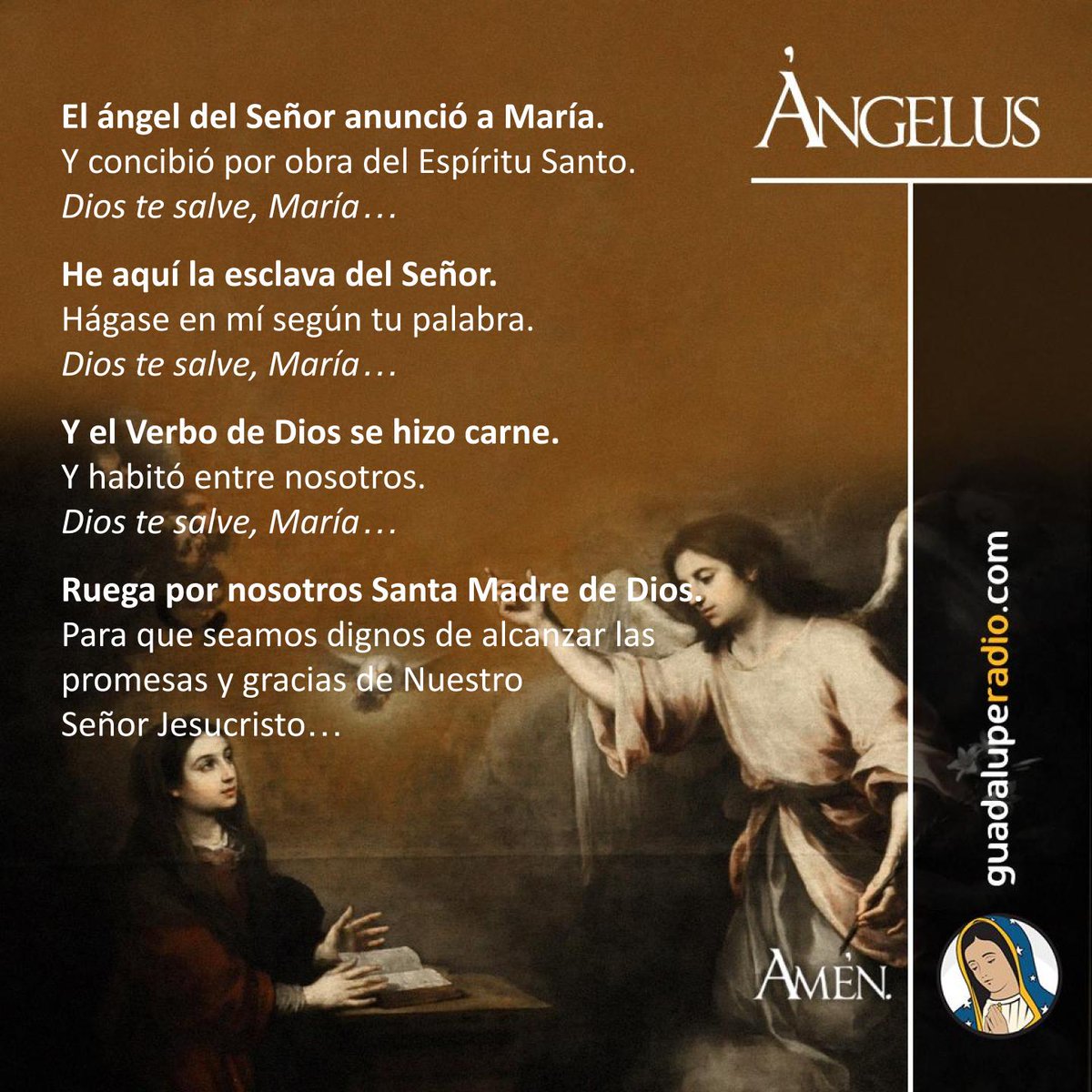 ¡Bendita eres entre todas las mujeres!
#Angelus
#GuadalupeRadio