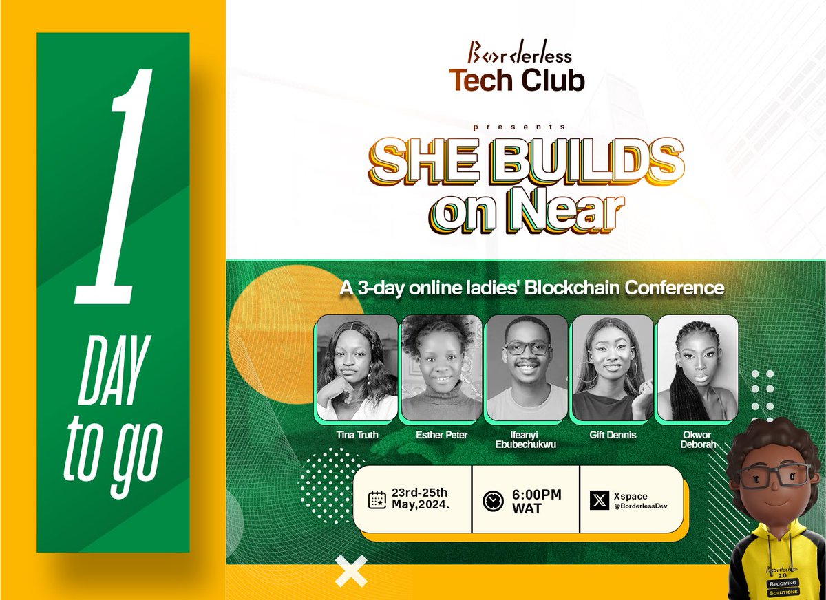 gloorry_'s tweet image. Every one is important.

I matter and so do you

Join @BorderlessDev tomorrow and let’s build on near 

#SheBuildsOnNear #BorderlessEvent