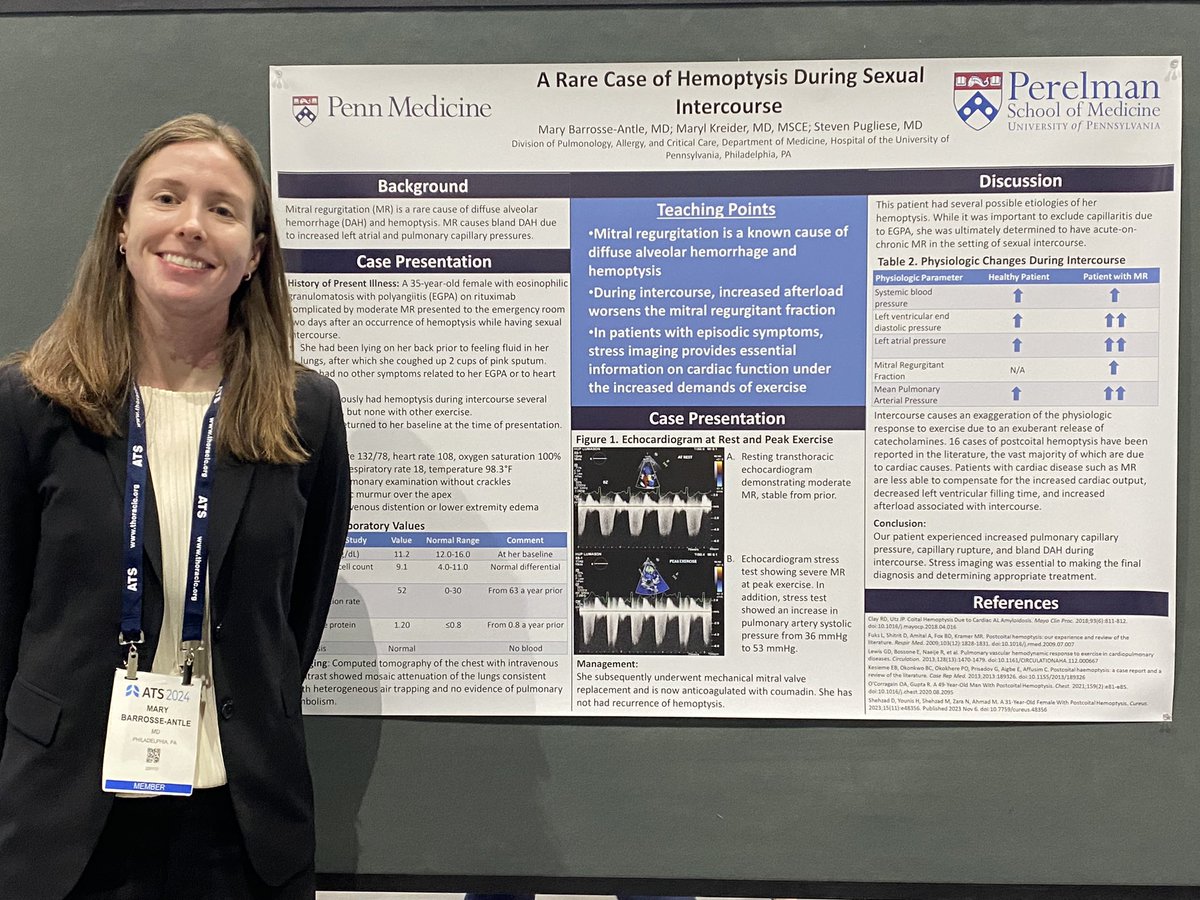 Maryl Kreider MD MSCE (@marylpennpulm) on Twitter photo Second year fellow <a href="/MBarrosseAntle/">Mary Barrosse-Antle</a> presents a diagnostic challenge that didn’t stump her for long! Her clinical acumen as a chief resident for <a href="/PennIMResidents/">University of Penn IM Residency Program</a> carries strong into <a href="/PennPulmonary/">PennPulmonaryFellowship</a> #ATS2024 <a href="/ATSCPAssembly/">ATS Clinical Problems Assembly</a> <a href="/atscommunity/">American Thoracic Society (ATS)</a> Second year fellow <a href="/MBarrosseAntle/">Mary Barrosse-Antle</a> presents a diagnostic challenge that didn’t stump her for long! Her clinical acumen as a chief resident for <a href="/PennIMResidents/">University of Penn IM Residency Program</a> carries strong into <a href="/PennPulmonary/">PennPulmonaryFellowship</a> #ATS2024 <a href="/ATSCPAssembly/">ATS Clinical Problems Assembly</a> <a href="/atscommunity/">American Thoracic Society (ATS)</a>
