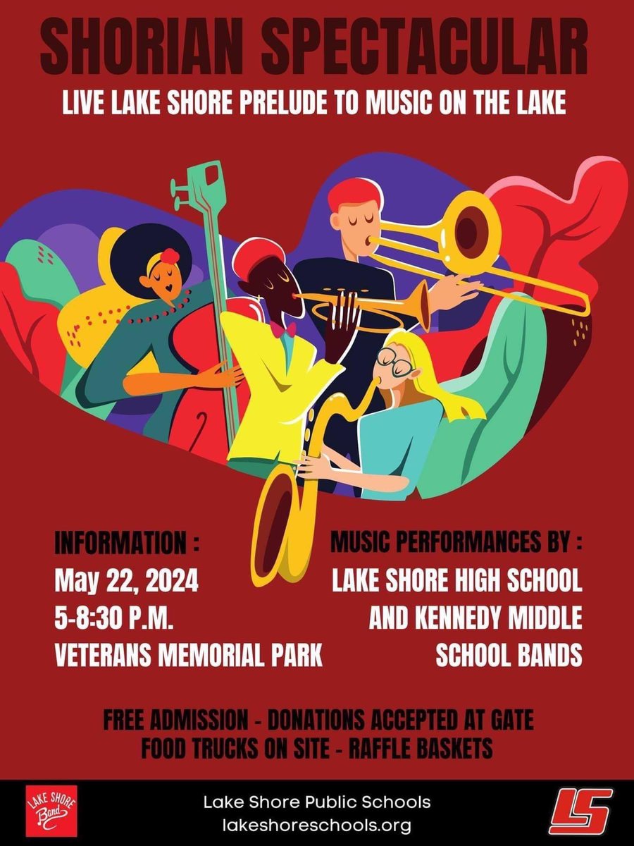🎶 Music is the voice of the soul. Back by popular demand, @ShorianBands will perform live as a prelude to Music on the Lake on Wednesday, May 22nd inside the shell at Veterans Memorial Park: facebook.com/share/p/XKUHmD…. #myLSPS