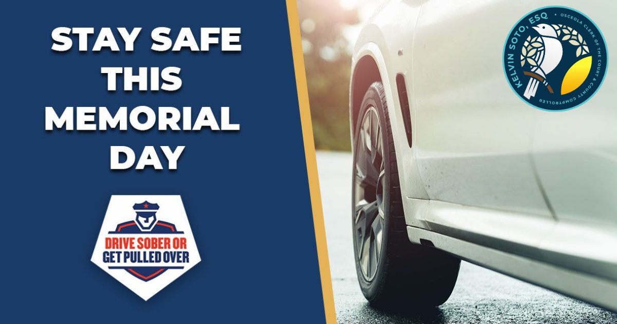 ClerkKelvinSoto's tweet photo. This holiday weekend, plan your ride ahead of time to ensure your 
#MemorialDay is safe! And remember, never drive after drinking! 

#DriveSober or #GetPulledOver

#FLClerks https://t.co/dzJYeBDcL5