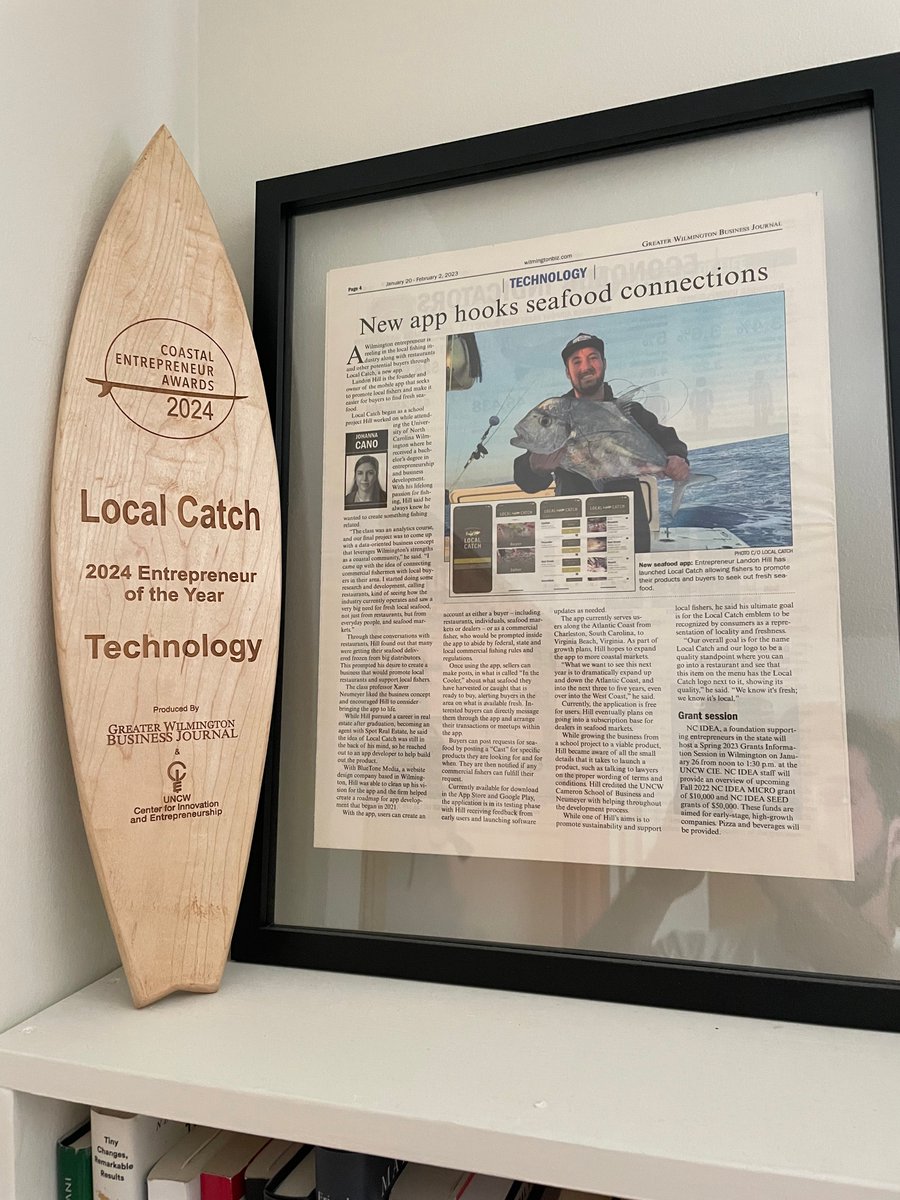 Congratulations to our 2024 #MICRO grantee, Landon Hill of @local_catch, for winning the 'Coastal Entrepreneur of the Year' award in Tech! 🌊 🏆 Local Catch simplifies fresh local seafood transactions for individuals and businesses in the commercial fishing sector with their