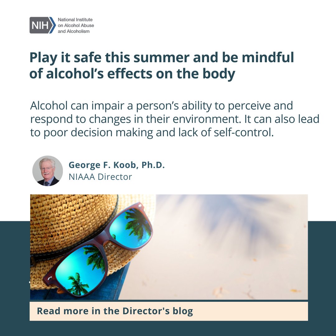 Many people consider the end of May as the unofficial start of summer. Summer activities and events may involve #alcohol, so it’s important to understand the risks. Learn more: niaaa.nih.gov/about-niaaa/di…