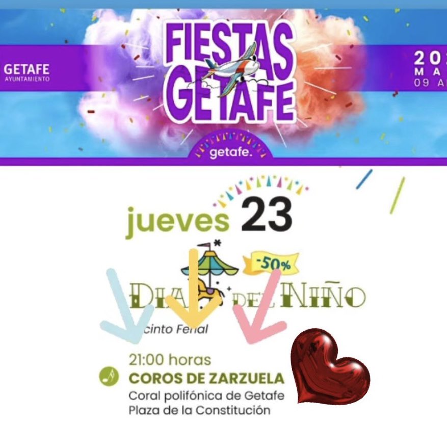 CoralGetafe's tweet photo. Después de muchos años sin estar en las fiestas, ¡volvemos! Repertorio para cantar y bailar y acompañados por grandes músicos, todo bajo la dirección del maestro @carlosdiezmusic https://t.co/thv8PbYNpG