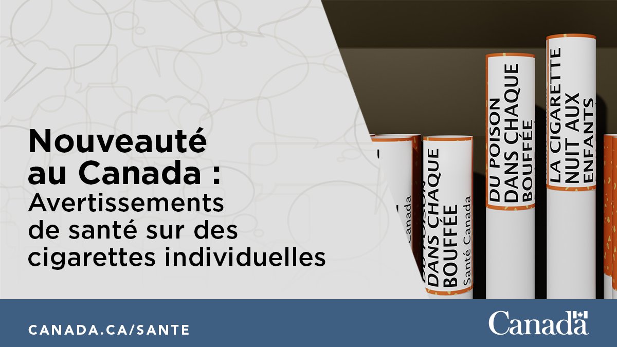 Canada : premier au monde à exiger des avertissements de santé directement sur les cigarettes. À compter du 31 juillet, les détaillants vendant des cigarettes king size doivent se conformer à la réglementation. Découvrez comment arrêter de fumer : ow.ly/pCt450RRBc4