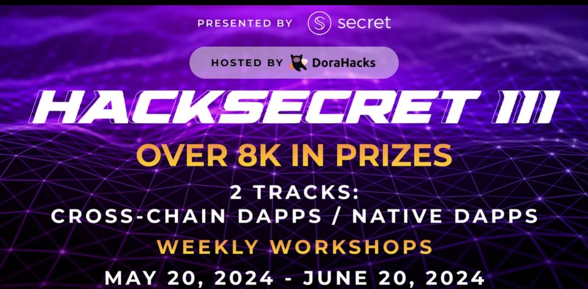Ready for Day 2 of #HackSecretIII? Learn how to integrate SecretPath with WalletConnect for EVM applications!

📅 Date: May 23rd
🕓 Time: 16:00 UTC

RSVP here: discord.com/events/3600518…