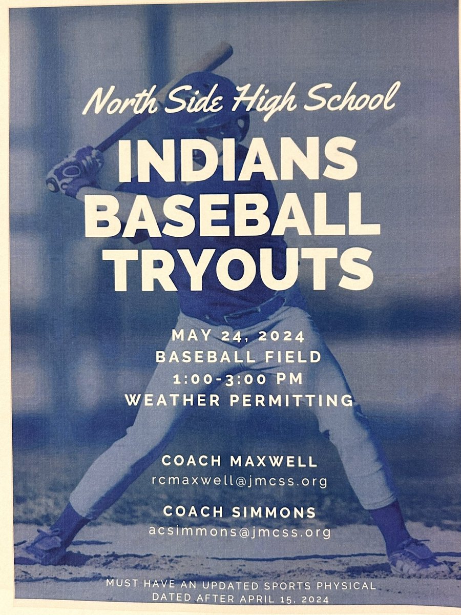 It’s the end of the year but we’re already planning for the next one! Interested in trying out for 🏈 🏀 ⚽️ or ⚾️ (⚾️ in co-op w/NSHS)? Be sure to have an updated physical for tryouts! Check the flyers for dates! @RamonicaD @ap_baker1 @JMCSchools @jsimmons_1989 @CoachEritTurner