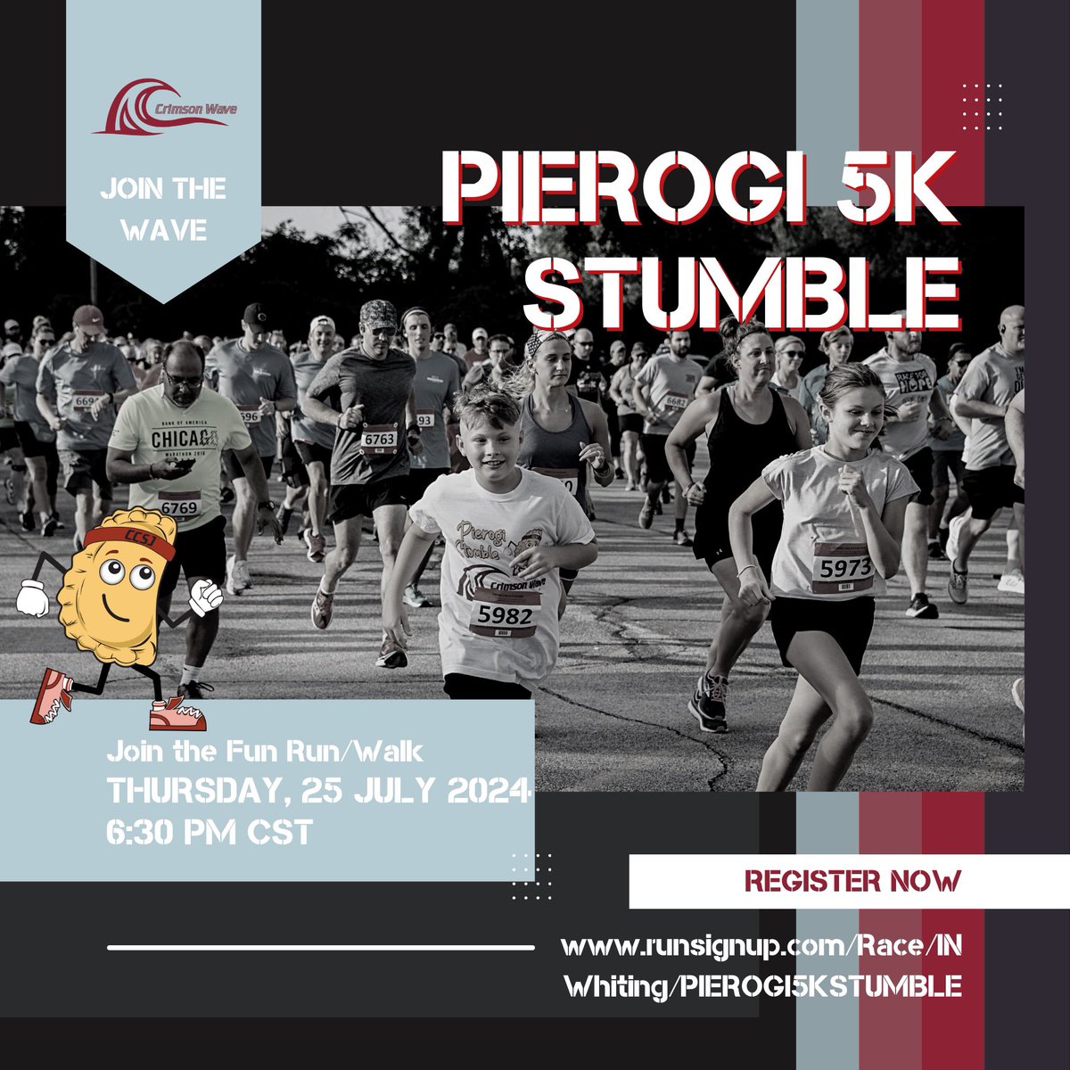 Warmer weather is approaching, which means the 2024 Pierogi Stumble 5K is on the way! Register today to kick off @Pierogifest right! 💻 runsignup.com/Race/IN/Whitin…