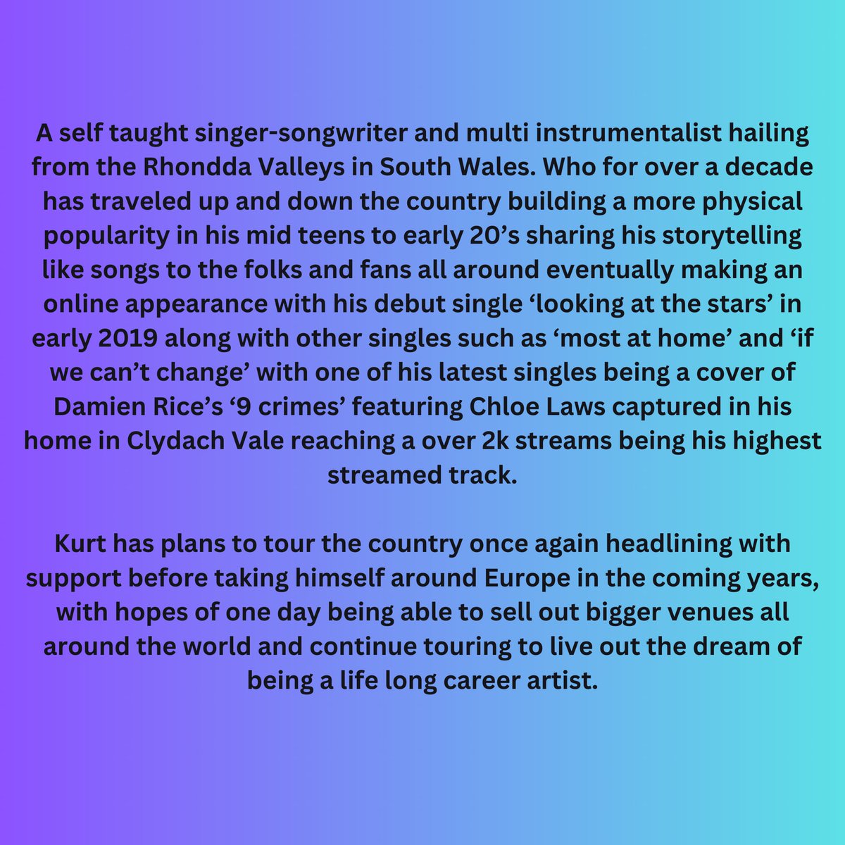 INTRODUCING

Kurt Jones

Returning for the third year, Kurt knows what pleases the crowd.

#genz #treorchy #livemusic #singersongwriter