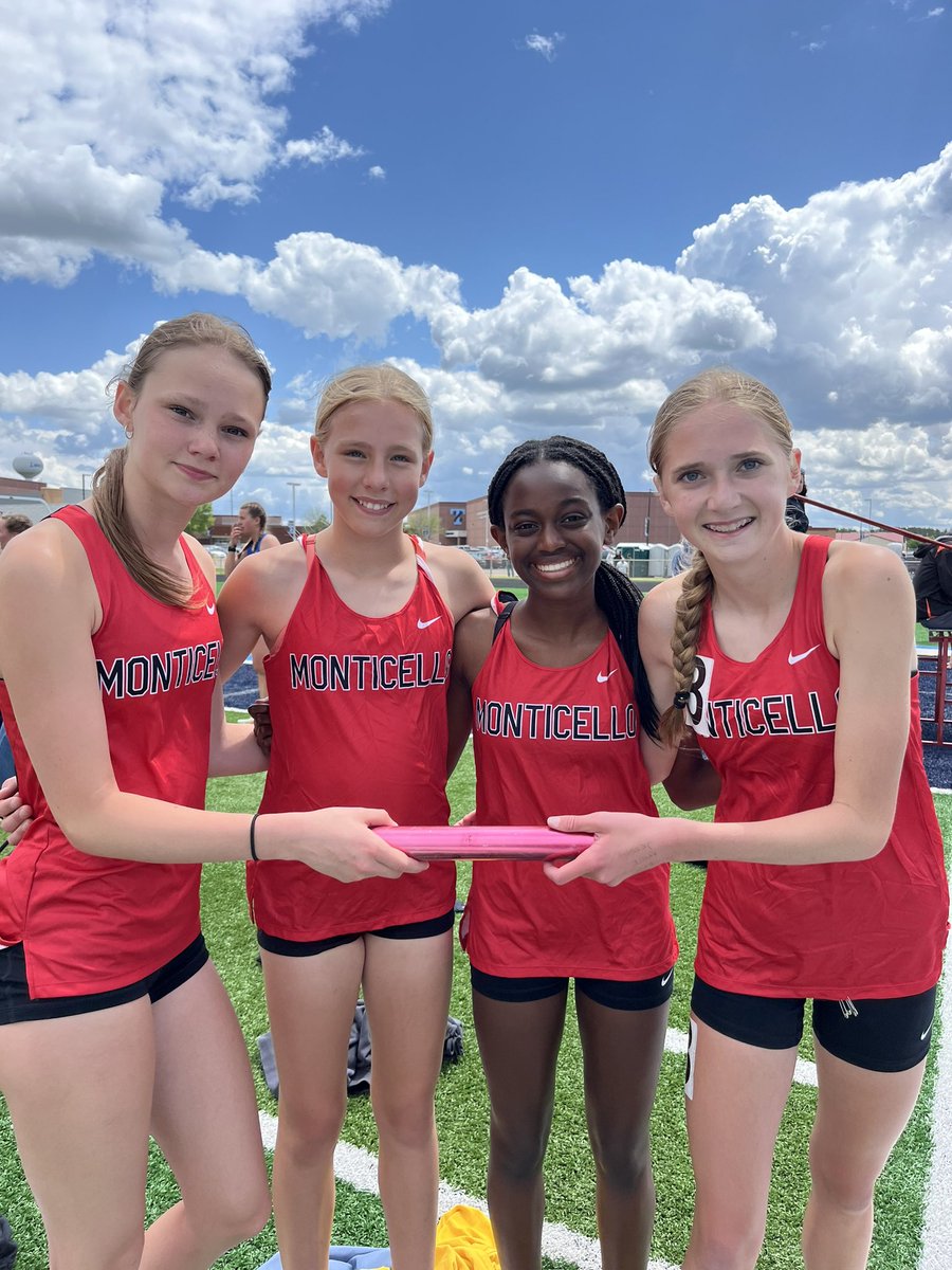 Monticello Girls T&F (@montigirlstf) on Twitter photo Congrats to these Young TF 4x8 ladies for 5th!! Lexi, Kylie, Ali & Whitney <a href="/MonticelloMagic/">Monticello Magic</a> Congrats to these Young TF 4x8 ladies for 5th!! Lexi, Kylie, Ali & Whitney <a href="/MonticelloMagic/">Monticello Magic</a>