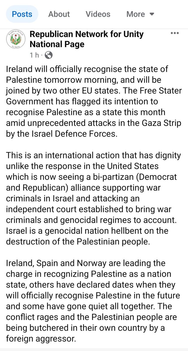 BealRnu's tweet photo. RNU remain committed to highlighting the plight of the Palestinian people and like all Republicans have recognised Palestine as a nation for many years. Everyone should be playing a part to defeat the evil regime of Israel.

Support Palestine 
End Israel genocide! https://t.co/ZGbaMN4cM3
