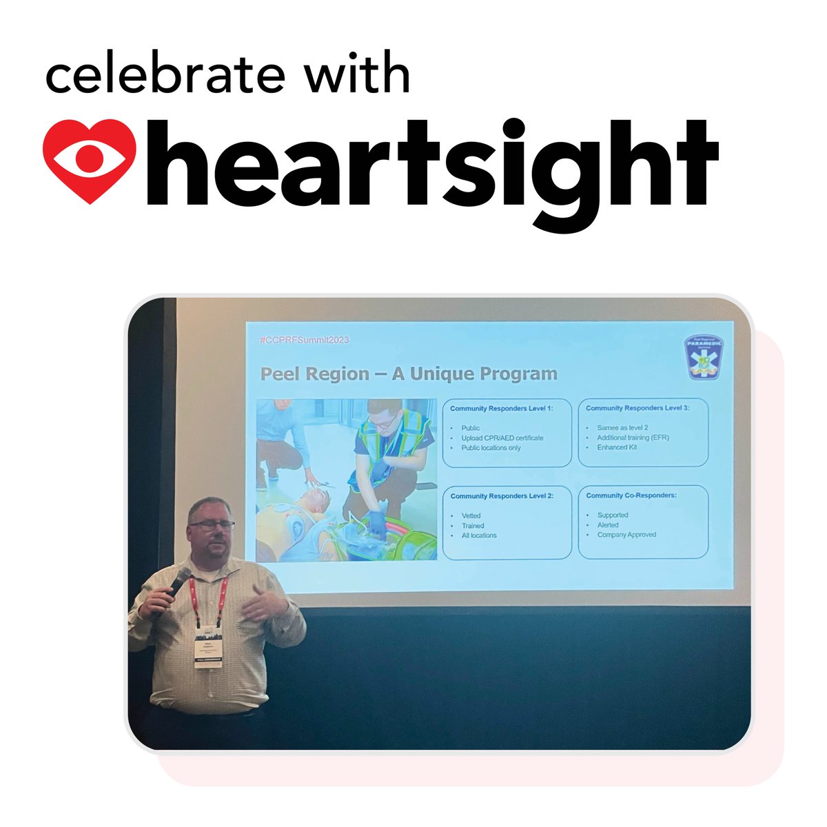 We're celebrating EMS Week 🚑🚒 with a throwback to Paul Snobelen’s presentation at the Cardiac Arrest Survivor Summit, where he discussed the progress made in the Peel Region, Canada, 🇨🇦 implementing a robust system of SCA information dissemination!

#EMSWeek
#heartsight