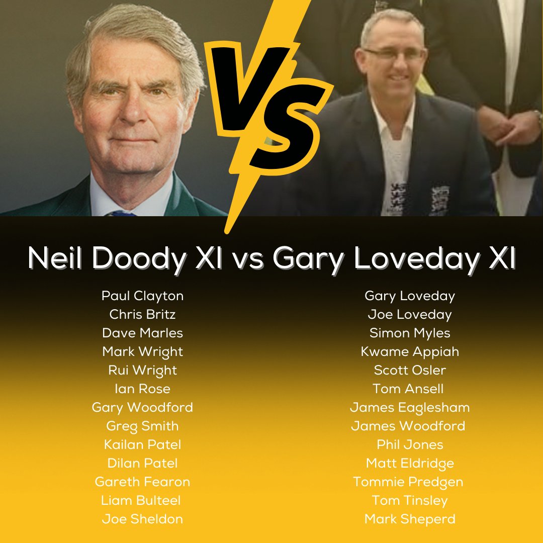 FinchCCOfficial's tweet photo. Cheers to 60!🥂

Delighted to announce our line ups for the Doody v Loveday game this weekend💛🖤

We look forward to seeing you on Sunday.

#FinchampsteadCC #CheersToSixty https://t.co/FK3nam8763