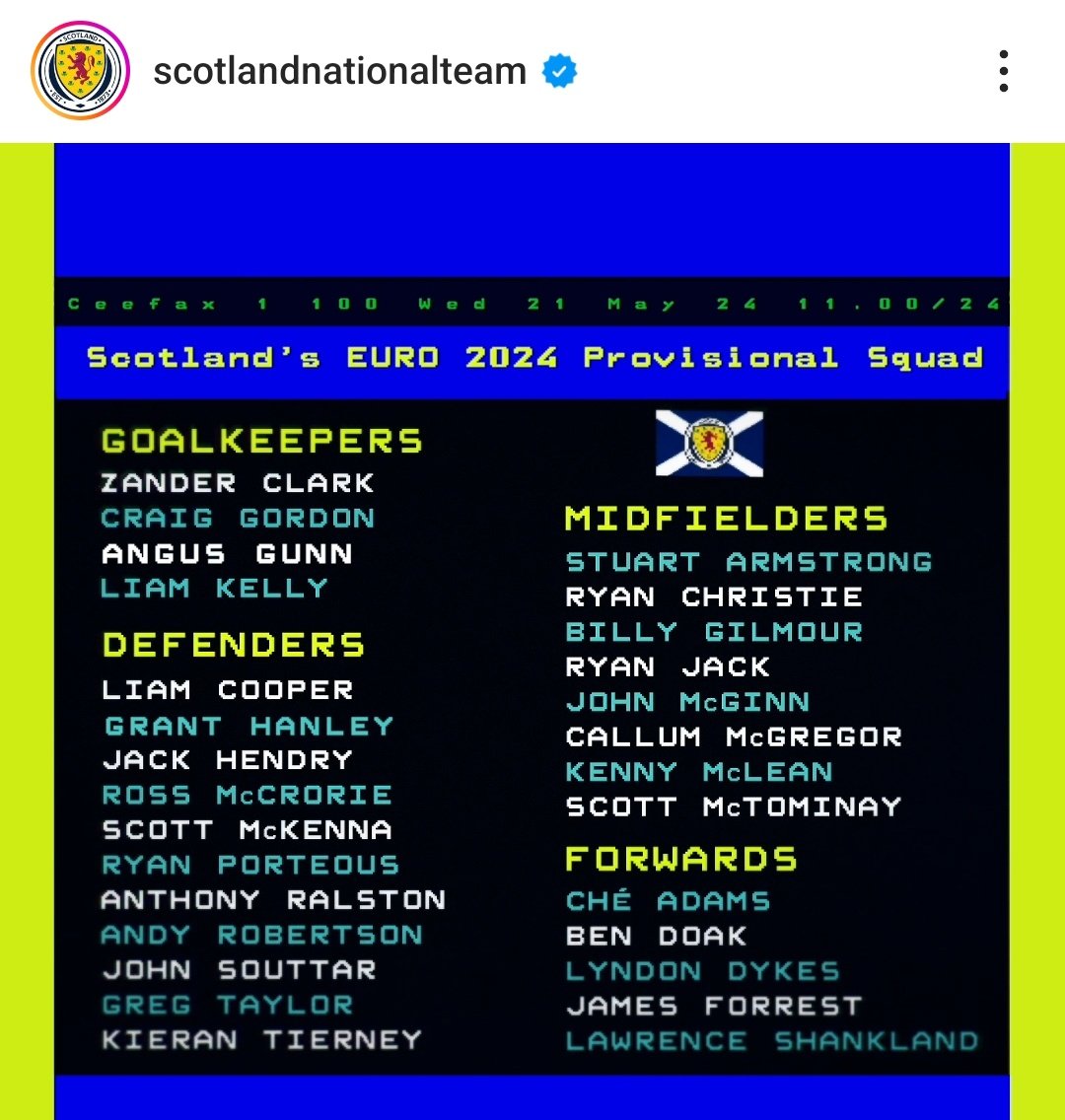 Escocia a comunicado la preselección para la eurocopa por medio del teletexto.🤣🤣GRANDES!!