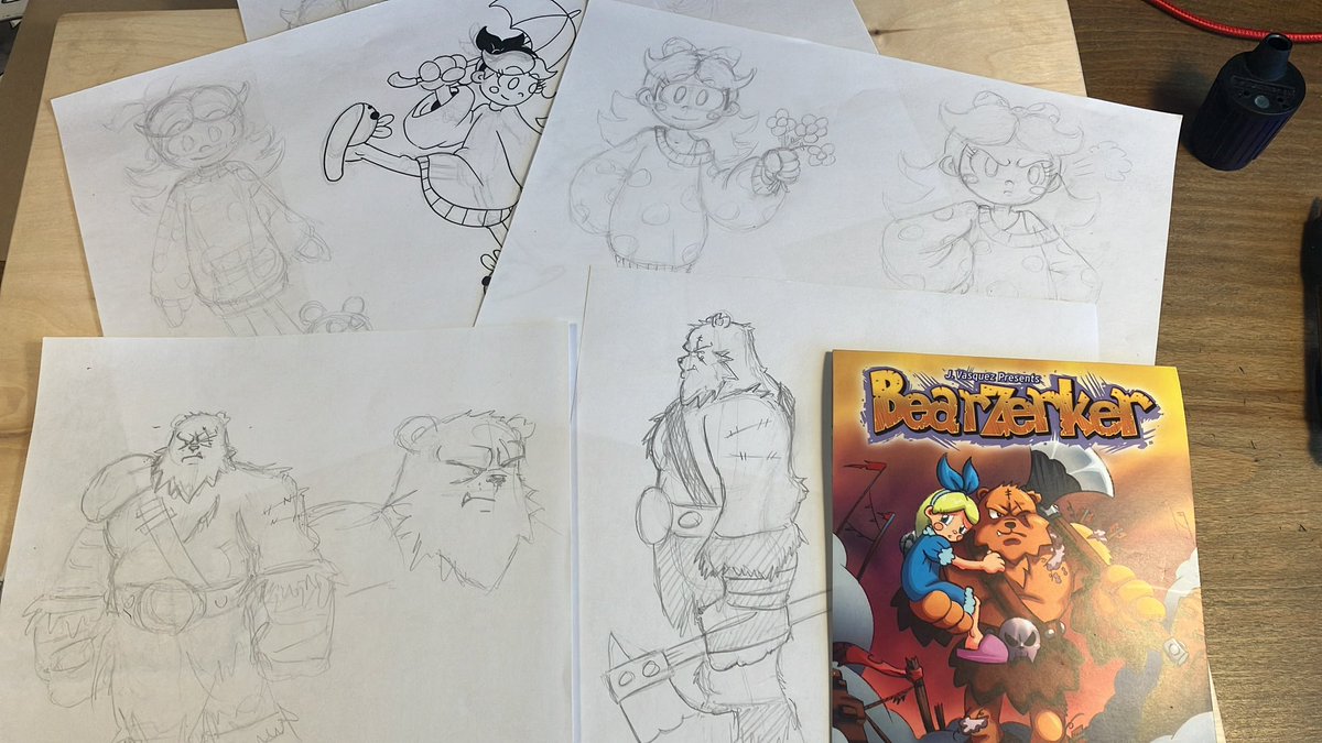 Good thing I didn’t start the actual drawing phase of #BEARZERKER🐻 issue 1 yet! The style and story keeps evolving. I can’t wait for you guys to read it. #indiecomics #indiecomicbooks #ironage #DIYcomics