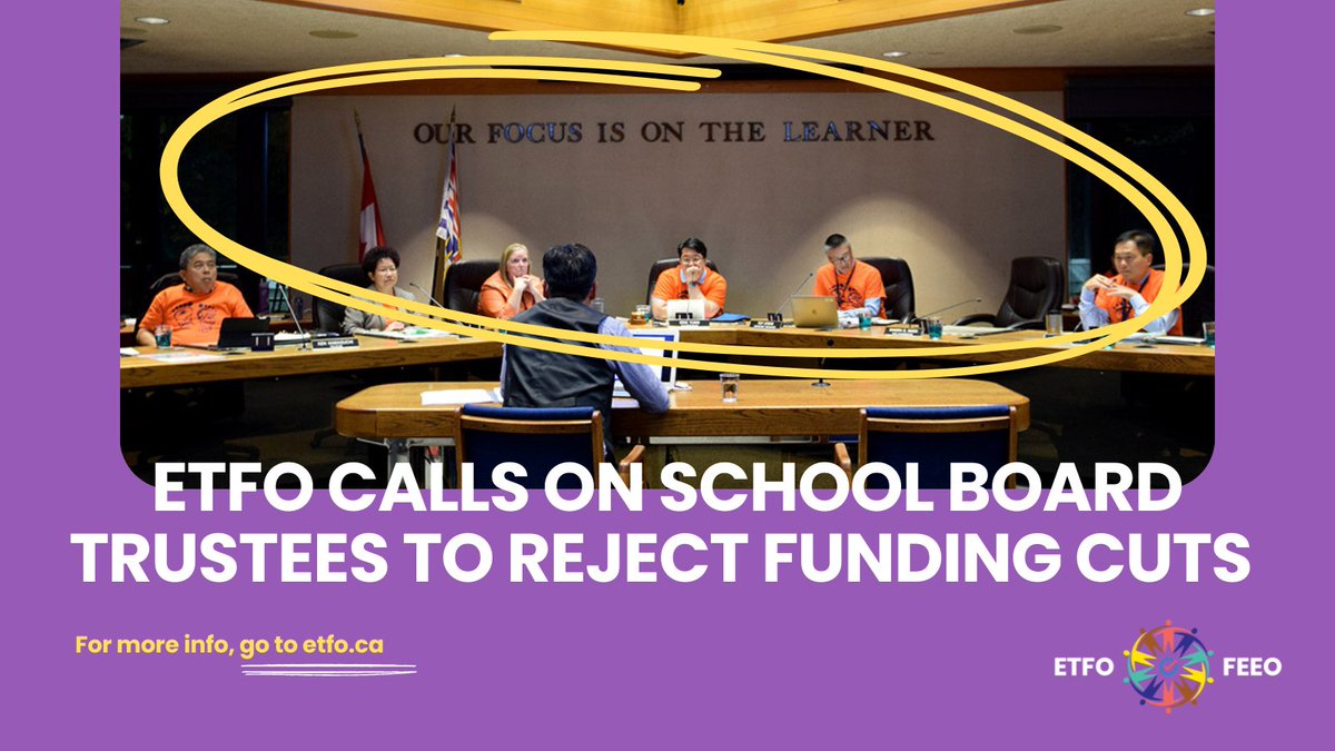 RELEASE: ETFO urges trustees across Ontario to reject cuts to student services and programs that are a direct result of the Ford government’s chronic underfunding of #onted public education. READ THIS ⤵️ etfo.ca/news-publicati… #onpoli