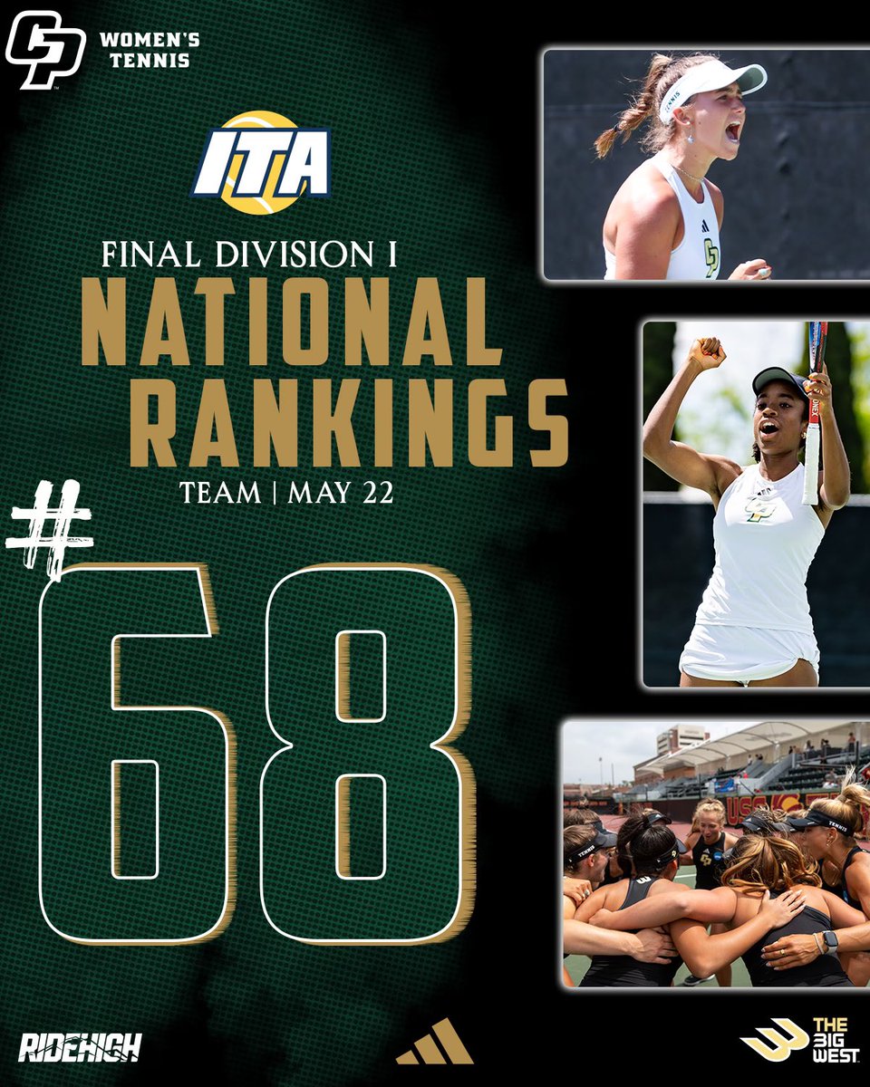 Capping off an historic season with another milestone 💪 Cal Poly checks in at No. 68 in the final @ita_tennis team rankings, the program’s highest national ranking to end a season since 2021!! #RideHigh🐎🎾