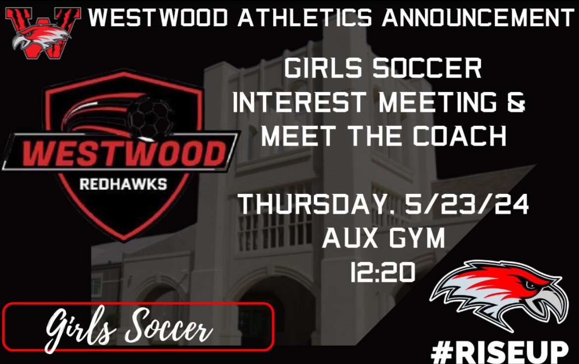 Tomorrow at the start of lunch @WHSsoccergrls @WHS_Redhawks @westwood_stuco @redhawk_soccer @WHSRedhawks