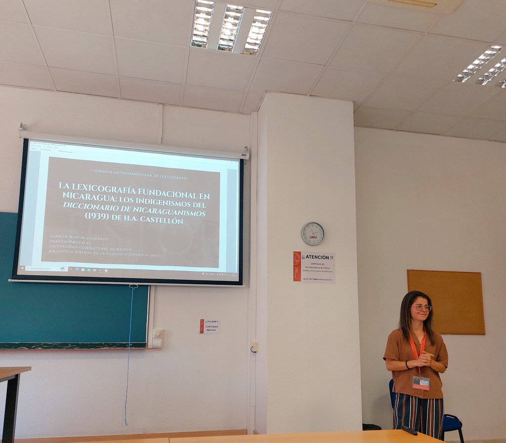 BibliotecaBVFE's tweet photo. Algunos de los miembros de la BVFE se han desplazado a Murcia para participar en el X Congreso Internacional de Lexicografía Hispánica. 
Hoy tuvieron lugar las comunicaciones de @Carmen_MarCua y @LeticiaGCor, y la presentación del libro de Jaime Peña Arce 👏📚 https://t.co/Ru1bKspFZg