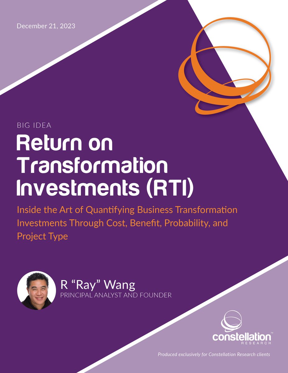 Read @rwang0's Return on Transformation Investment (RTI) methodology bit.ly/3RFBLaq We cover 4 elements that MUST be considered for any digital transformation project – click the link to find out more!