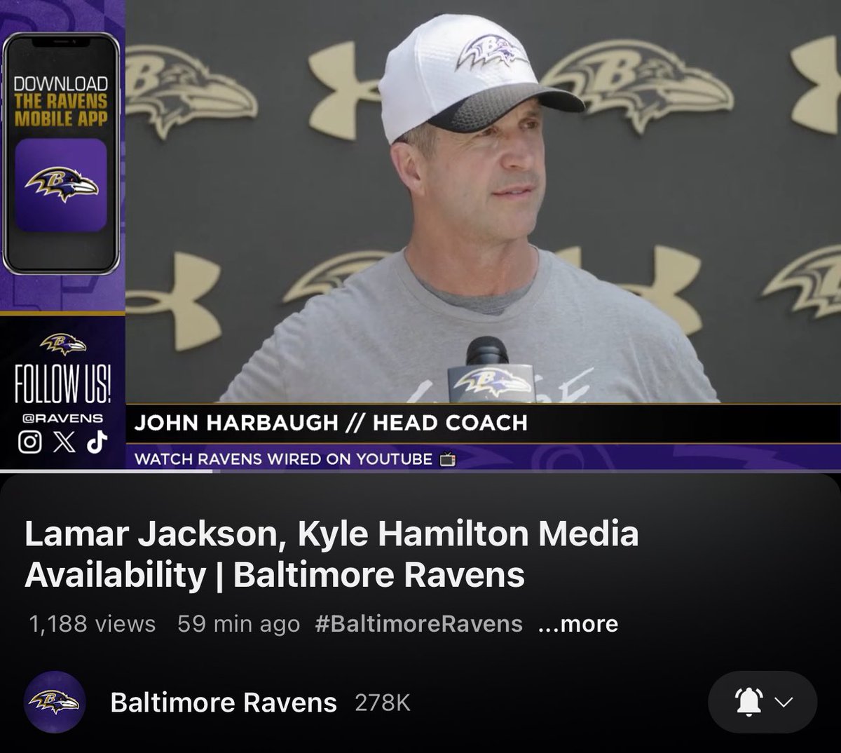 they tried to hide John Harbaugh’s presser amongst the players, they don’t want his coachspeak to reach the humble fantasy masses‼️ not on my Swatch