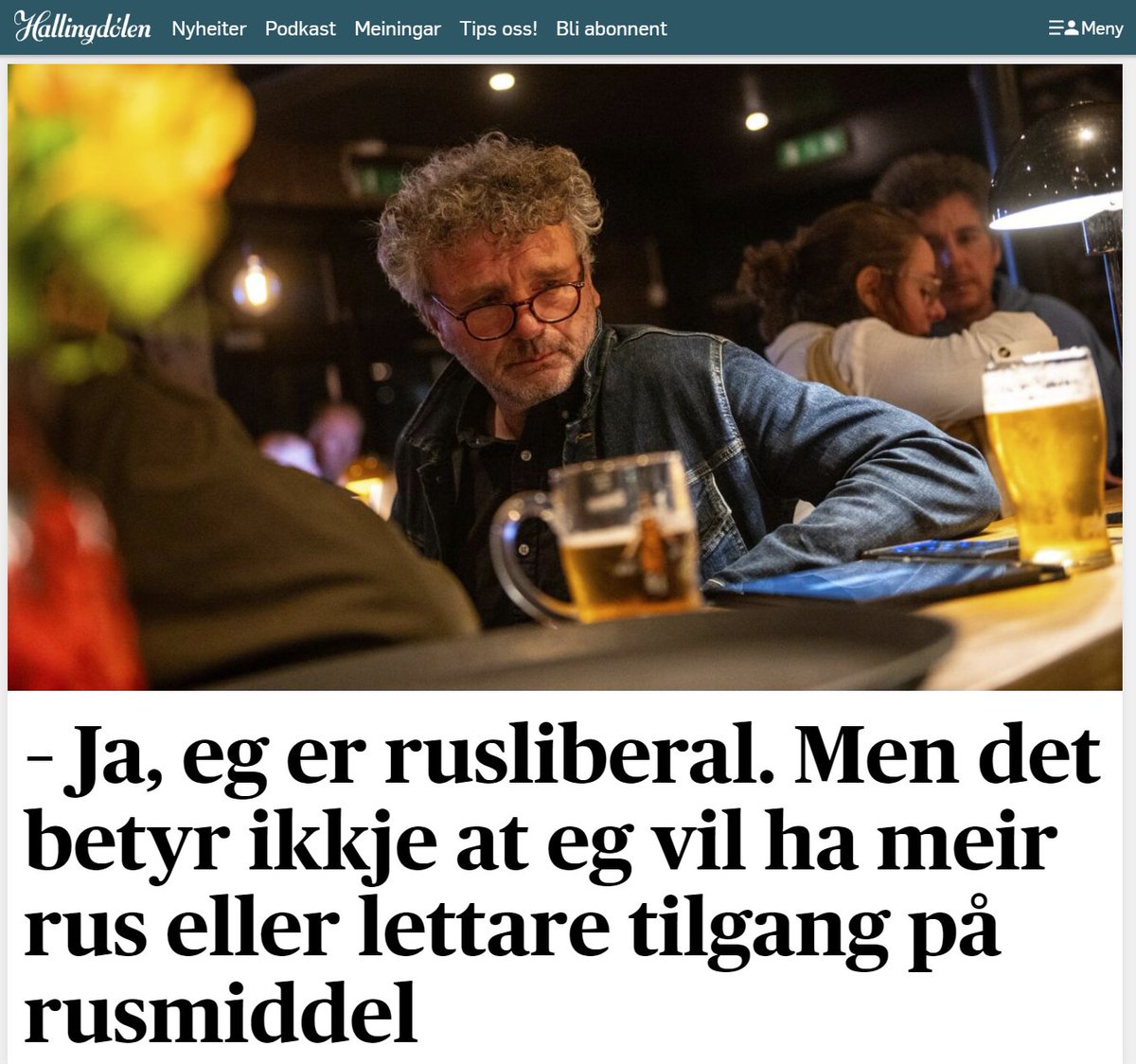 Øverst på framsiden av @Hallingdolen 'står jeg fram' som rusliberal og for legalisering av cannabis. Spent på hvordan bygdedyret takler det. hallingdolen.no/nyheiter/ja-eg…