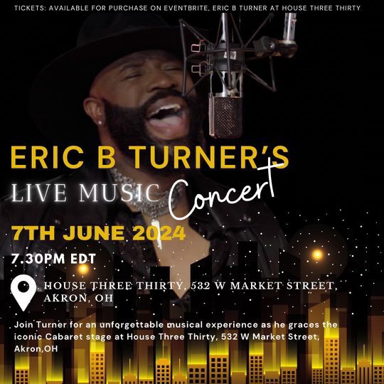 Join us for an evening with @DrEricBTurner at House Three Thirty in Akron, OH. Celebrate the release of his latest album ‘IT AIN'T EASY’ with a live performance that promises to captivate! Mark your calendars for June 7 and grab your tickets now! eventbrite.com/e/eric-b-turne…