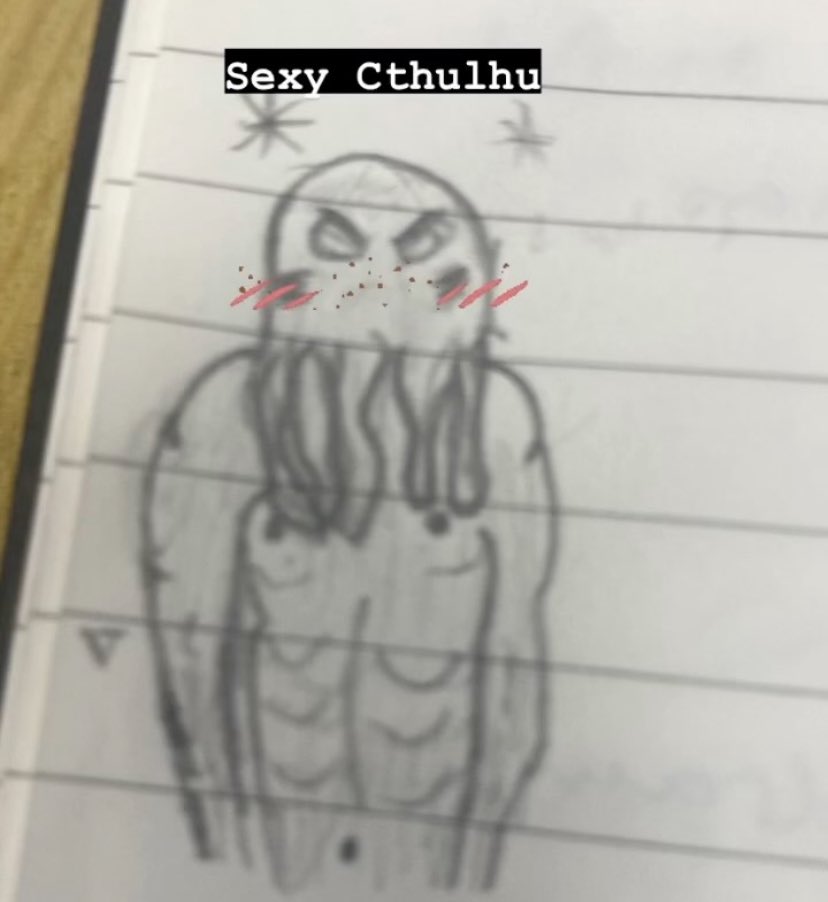 Call of Cthulhu night! You like my sexy Cthulhu drawing? 

#CallOfCthulhu #Roleplaying #HPLovecraft #Horror #NarrativeGames #Cthulhu #Horror