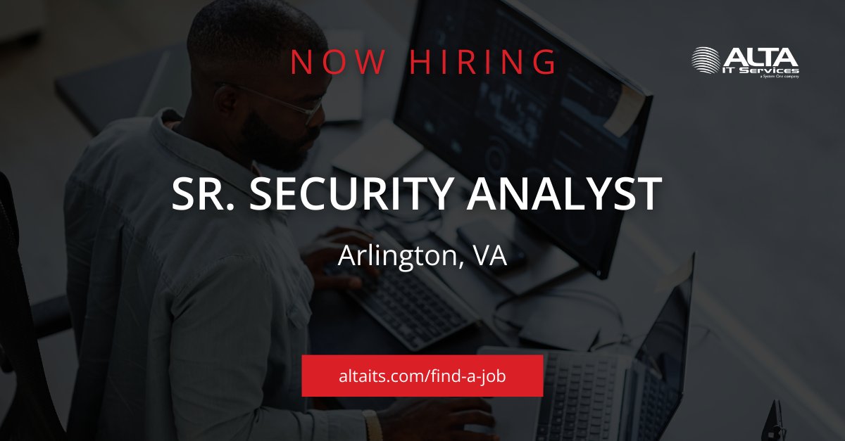 ALTA IT Services is #hiring a Sr. Security Analyst for work in Arlington, VA.

Learn more and apply today: ow.ly/BMzW50RRrwH 

#ALTAIT #SecurityJobs #FacilitySecurityOfficer #TopSecretClearance #SecurityAnalyst #JobOpening #HiringNow #ITCareers