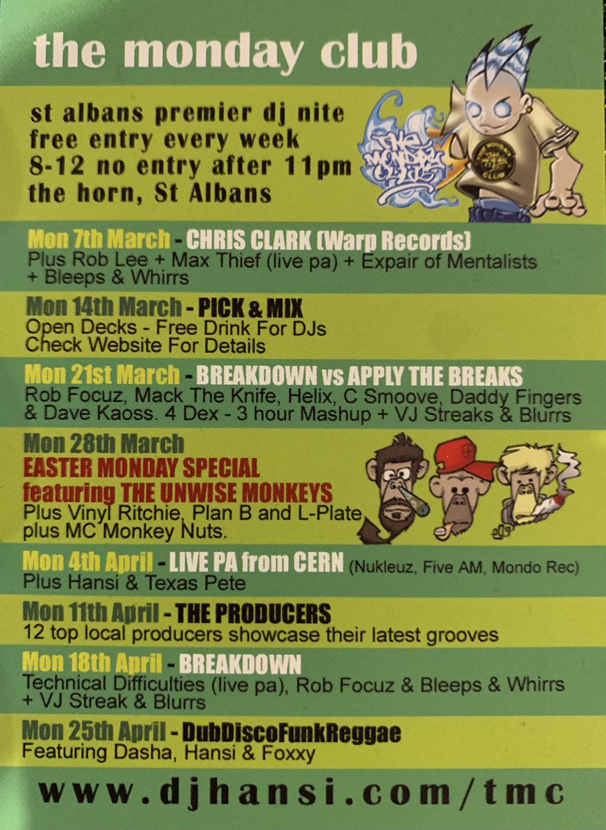 ApplytheBreaks's tweet photo. We’ve had some blinding nights at The Monday Club, St Albans over the years.
Catch us for a Monday Club special this Bank Holiday Sunday (May 26) at The Horn, St Albans.
🙌 https://t.co/T0mdG9cUxn