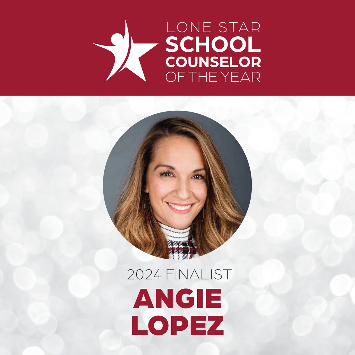 Texas! We proudly announce our 2024 TX School Counselor of the Year Finalists! Pls retweet &amp;help us congratulate Angie Lopez  for her outstanding top-notch comprehensive counseling program! Keep shining! #TEXAS #lsssca❤️🎉