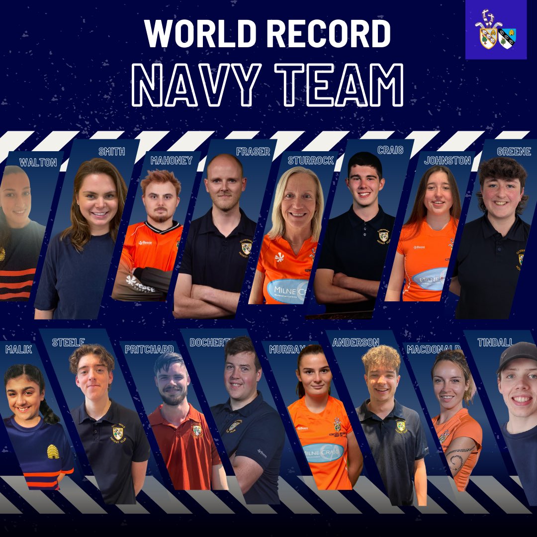 60 Hours: Navy Team 🔵 Meet the Navy Team participating in the first world record attempt! The teams will begin at 8am on Friday and go till 8pm Sunday😳 Please come down over the weekend and support and donate to our JustGiving🙏🏼 🏑🟦🟧🟦🟧 #monthedale #supportyourclub