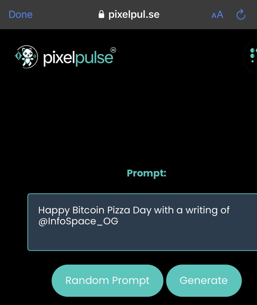 InfoSpace_OG's tweet photo. I have just bought a Small Bag ($500) of $PXP - @PixelPulseCoin Native Token

PixelPulse is an AI Art Project bridging the gap between digital art and #Web3. With its platform, the protocol enable users to generate AI Imaging with prompts (the ChatGPT 4 of #Web3).

Here's a sample of the Prompt I generated about #Bitcoin Pizza Day with my handle. 

Wanna Generate Yours?

• Go to https://t.co/QQkzNTkGJQ
• Draft a Prompt of the Image to Create
• Generate Prompt

Easy Peasy.

Apart from Obvious Utility, why did I buy $PXP;

• Love the AI Narrative (Post NVIDIA earning report, AI tokens are looking good)
• Team is Doxxed and Active
• Launch of NFT Marketplace coming soon, $PXP will be the governing token
• Token is still early, $500k, so we got a good entry.

I’d be holding this for the mid-to-long term. Bidding more if a good entry shows.

NB: I bought cos I love the Narrative (AI + Meme) and the Team. This post is not a Financial Advice. DYOR!