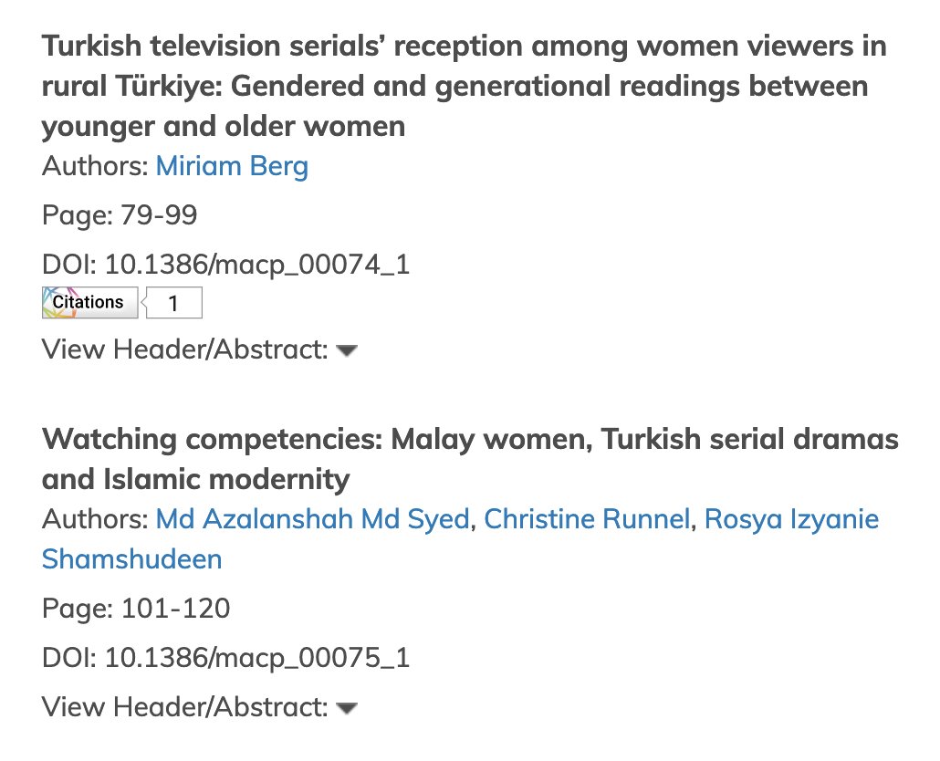 Turkish dramas have captured the global imagination. Our latest issue includes two reception studies on this popular entertainment form: intellectdiscover.com/content/journa…